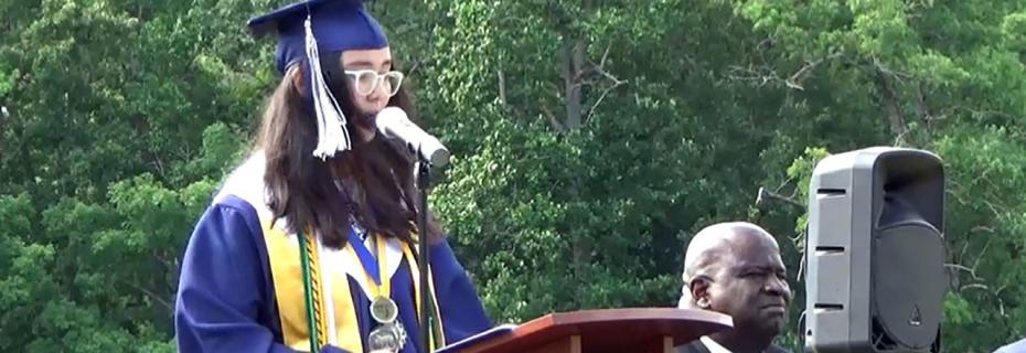 Our first valedictorian delivers her address to classmates. 