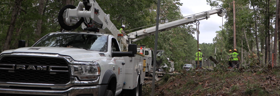 Electrical crews working on power